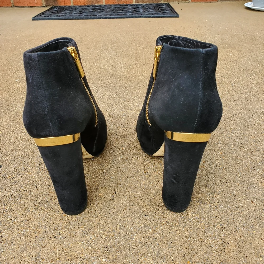 Michael Kors Black Leather Booties, Size 8M